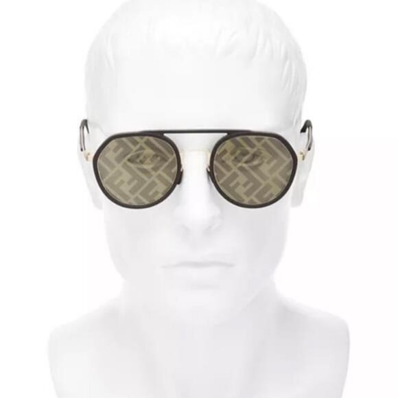 💯- New Authentic Fendi Pattern Pilot Men's Sunglasses FE40040U 02C 51 - Picture 10 of 16